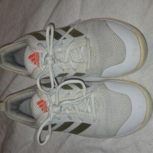 Adidas White with Gold Stripes Sneakers Size 9M